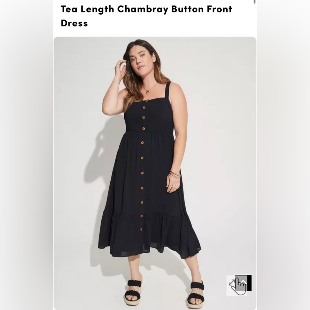 Torrid tea length chambray button front dress size 0 EUC!